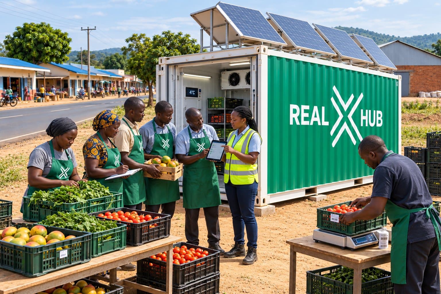 Hub team grading produce at the Lagos hub